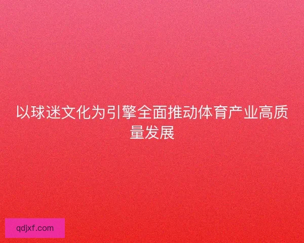 以球迷文化为引擎全面推动体育产业高质量发展
